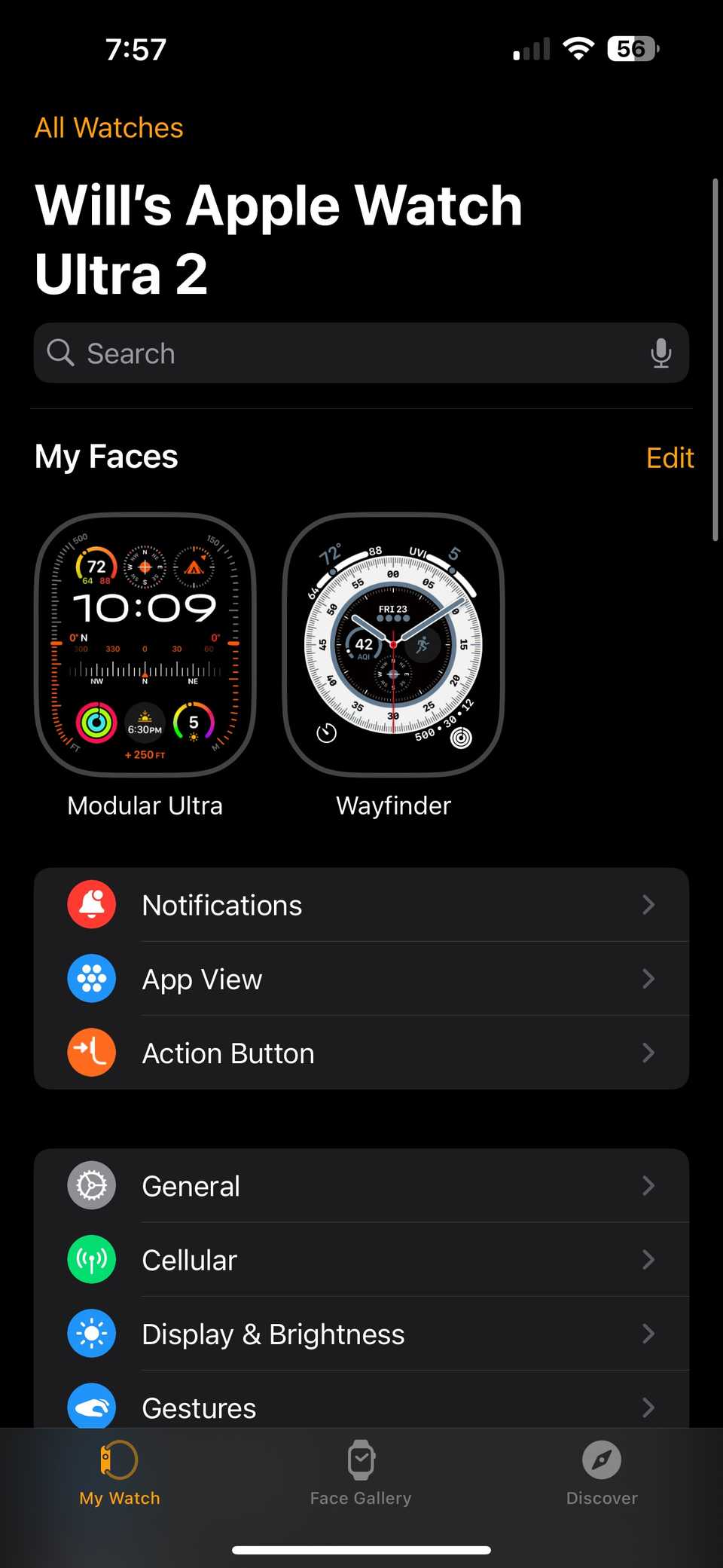 Экран приложения Watch