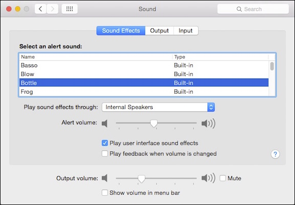 Скриншот настроек звуковых эффектов с возможностью отключения и регулировки громкости