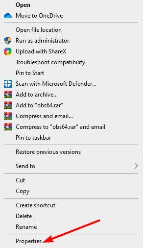 свойства приложения