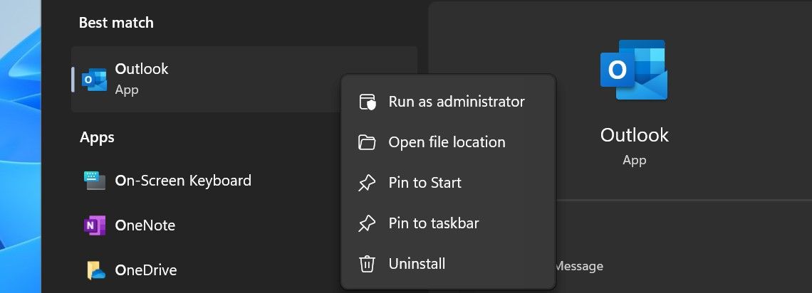 Запустите Outlook от имени администратора в Windows