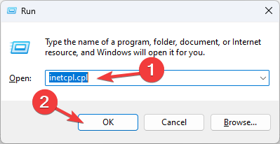 Окно свойств Интернета Windows