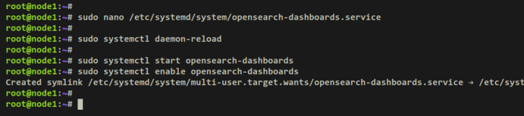 Запуск и включение OpenSearch Dashboards