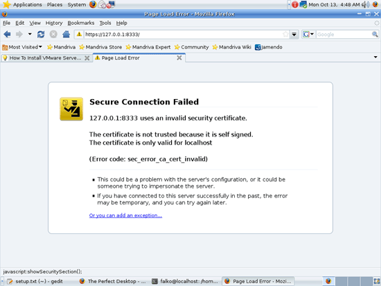 Предупреждение о сертификате в Firefox