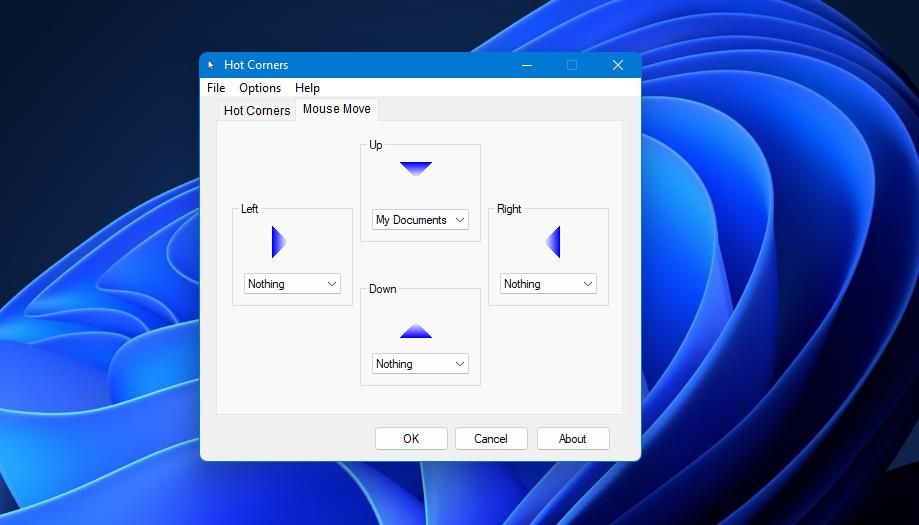 Вкладка Mouse Move в Hot Corners