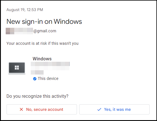 Пример фишинговой и легитимной страницы оповещения безопасности для сравнения