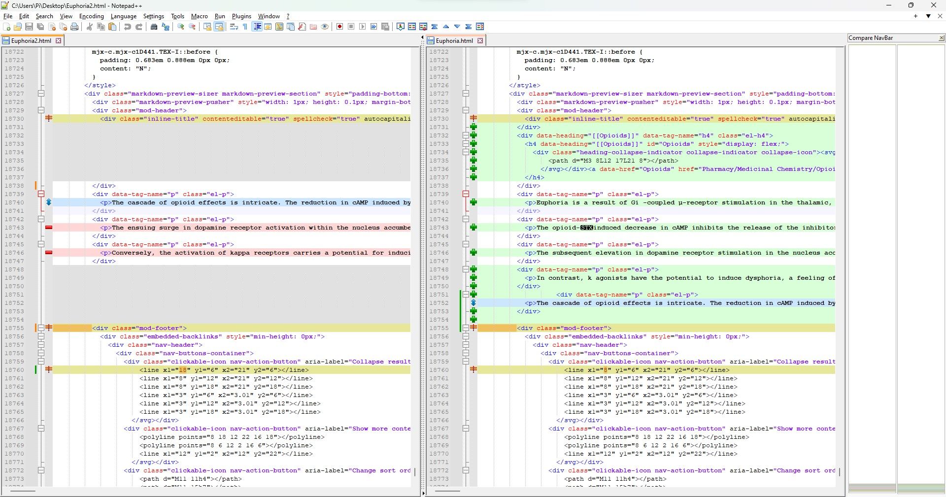 Сравнение двух файлов в Notepad++