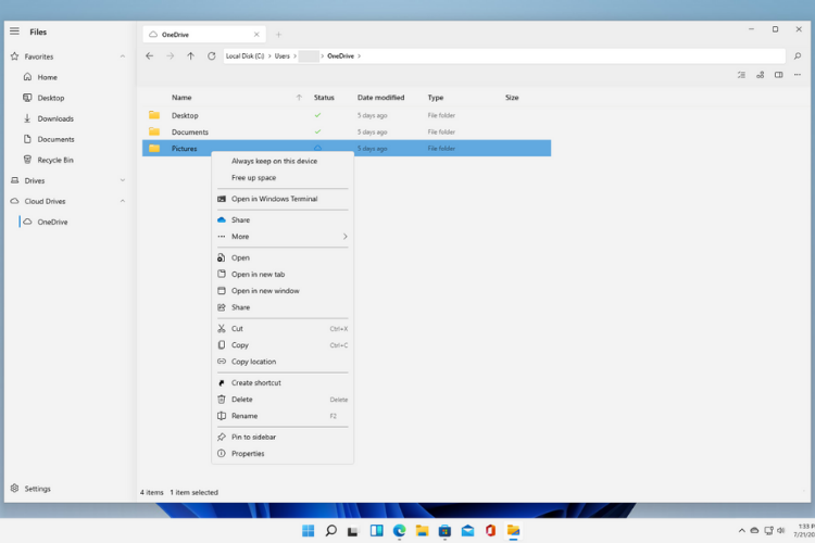 Перетаскивание и освобождение места на диске в Files