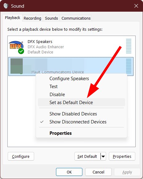 Установка телевизора как устройства по умолчанию