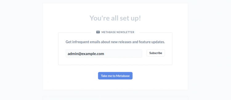Завершение установки Metabase