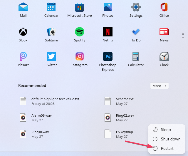 Параметр Перезагрузка в Windows