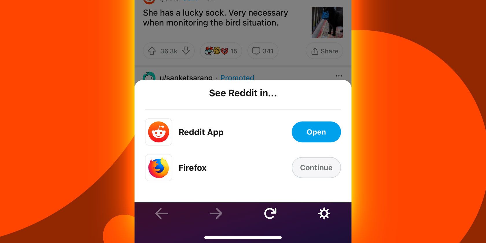 Отключить всплывающее «Открыть в приложении» на Reddit
