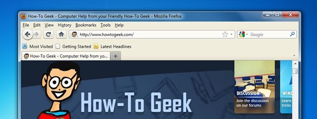 Firefox с выбранной темой, имитирующей классический вид без Aero