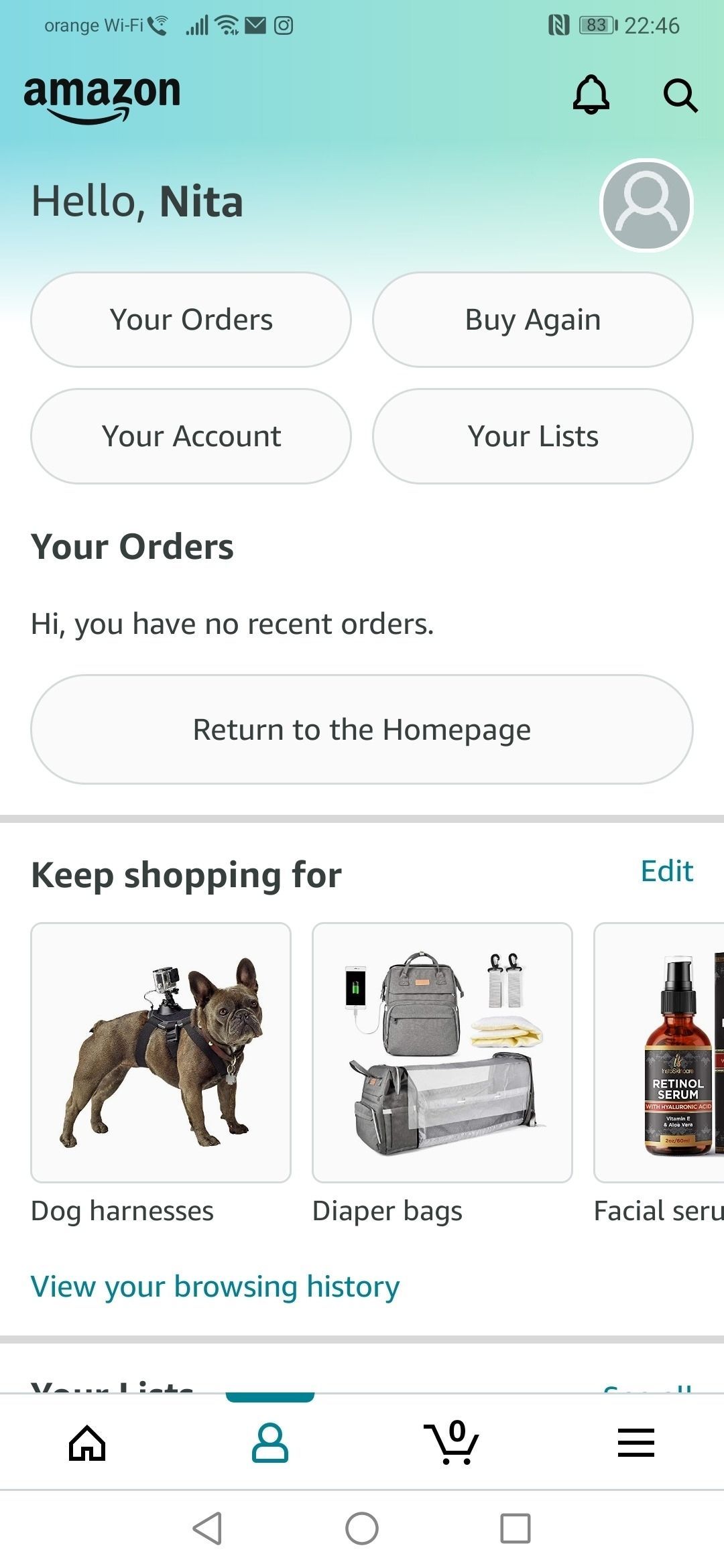 Профиль в приложении Amazon