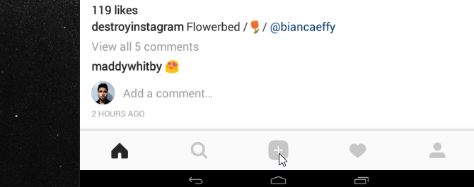загрузка изображения в Instagram через эмулятор