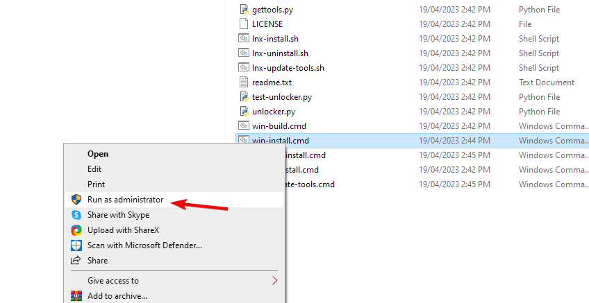 Запуск win-install от имени администратора