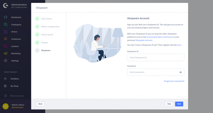 Аккаунт Shopware