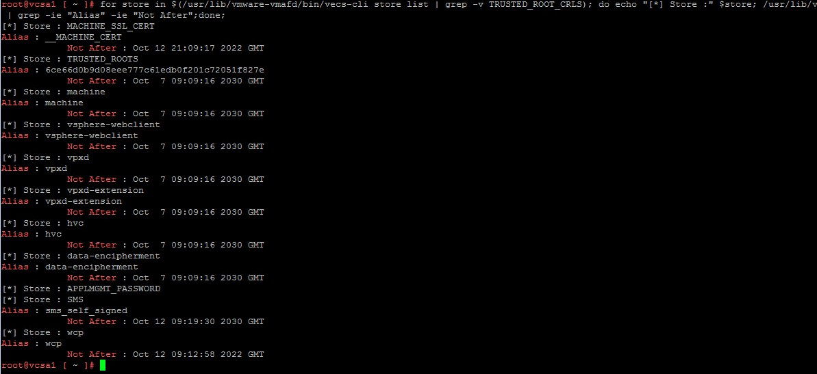 Просроченные сертификаты в vCenter Appliance (интерфейс)