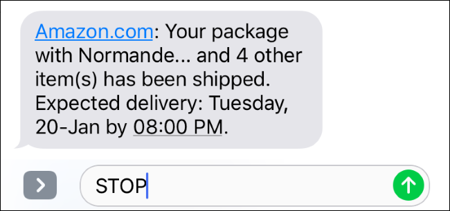 Пример инструкции для отписки от SMS Amazon