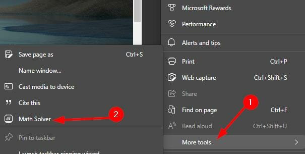 Добавление Math Solver в панель инструментов Edge