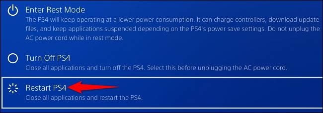 Restart PS4 - Error E-8210604A on PlayStation