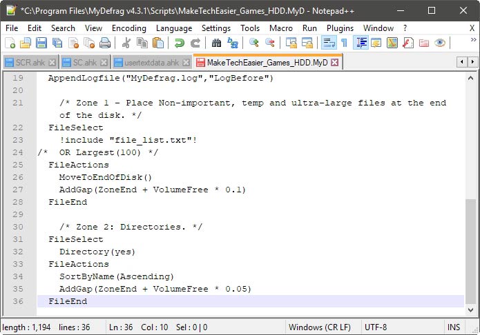 Пример нескольких зон для игрового диска