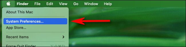 Нажмите меню Apple в левом верхнем углу и выберите