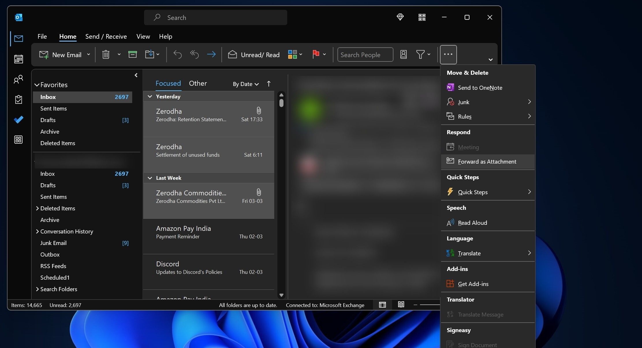 Переслать как вложение в Outlook Windows