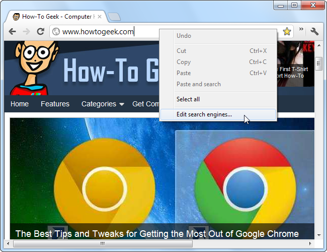 Редактирование поисковых систем в Chrome