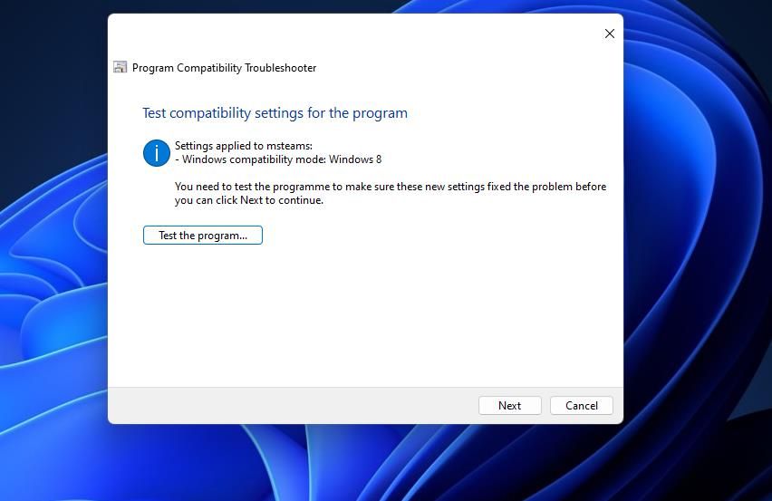 Кнопка «Проверить программу» в мастере совместимости