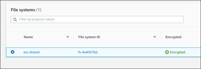 Идентификатор файловой системы (File System ID) в консоли EFS