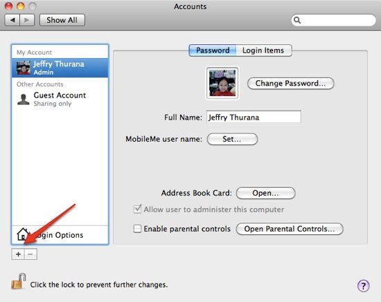 Окно добавления нового пользователя в macOS