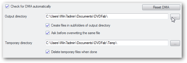 Пример пути вывода: C:\Users\%username%\Documents\DVDFab