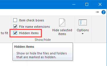 Включение отображения скрытых элементов в Проводнике