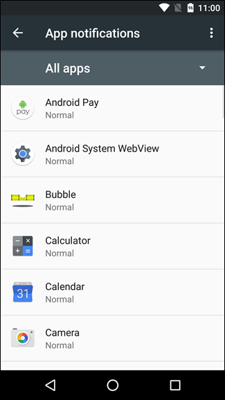 Скриншот: отключение уведомлений в Marshmallow