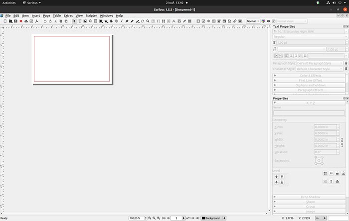 Make Business Card With Scribus Scribus Workspace