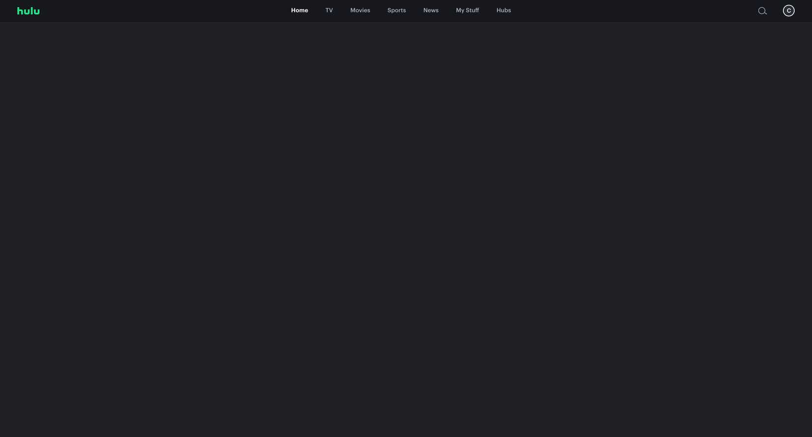 Hulu not loading with blank screen and Hulu navigation bar at top of screen