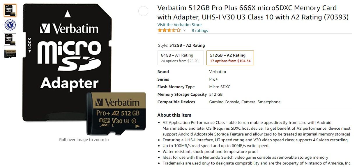 Фотография оригинальной упаковки Verbatim 512GB с корректным дизайном