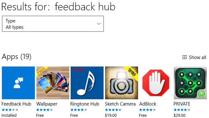 Обложка приложения Feedback Hub в Microsoft Store