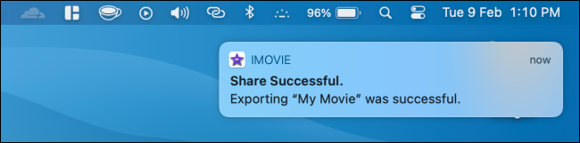 Экспорт завершён в iMovie