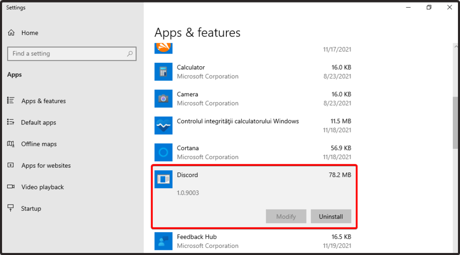 Удаление Discord