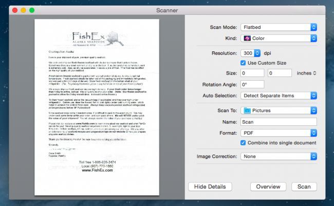 Превью сканирования документа на планшете сканера