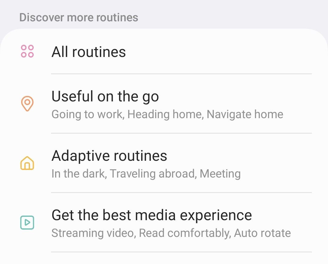 Рекомендуемые Routines на Samsung.