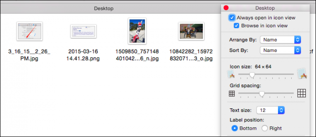 Параметры значков на Рабочем столе