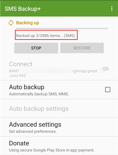 Процесс синхронизации SMS в Gmail