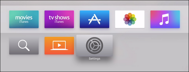 Пункт меню Настройки в tvOS