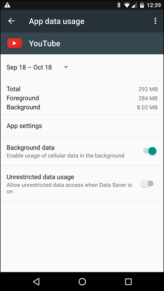 Отключение фоновых данных для конкретного приложения
