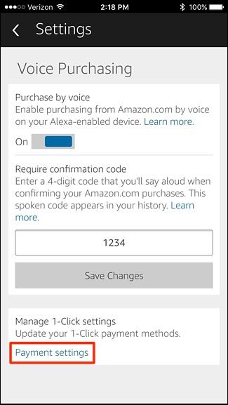 Проверка настроек оплаты в Alexa перед голосовой покупкой