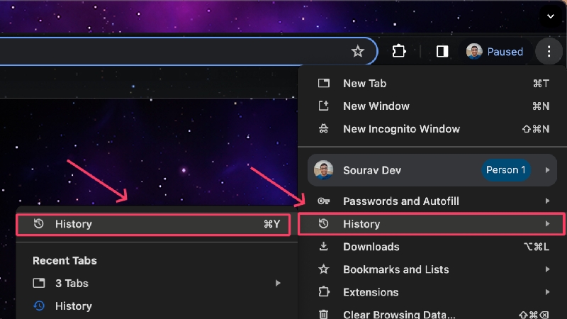 chrome history settings