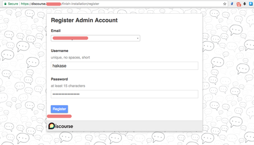 Register admin account