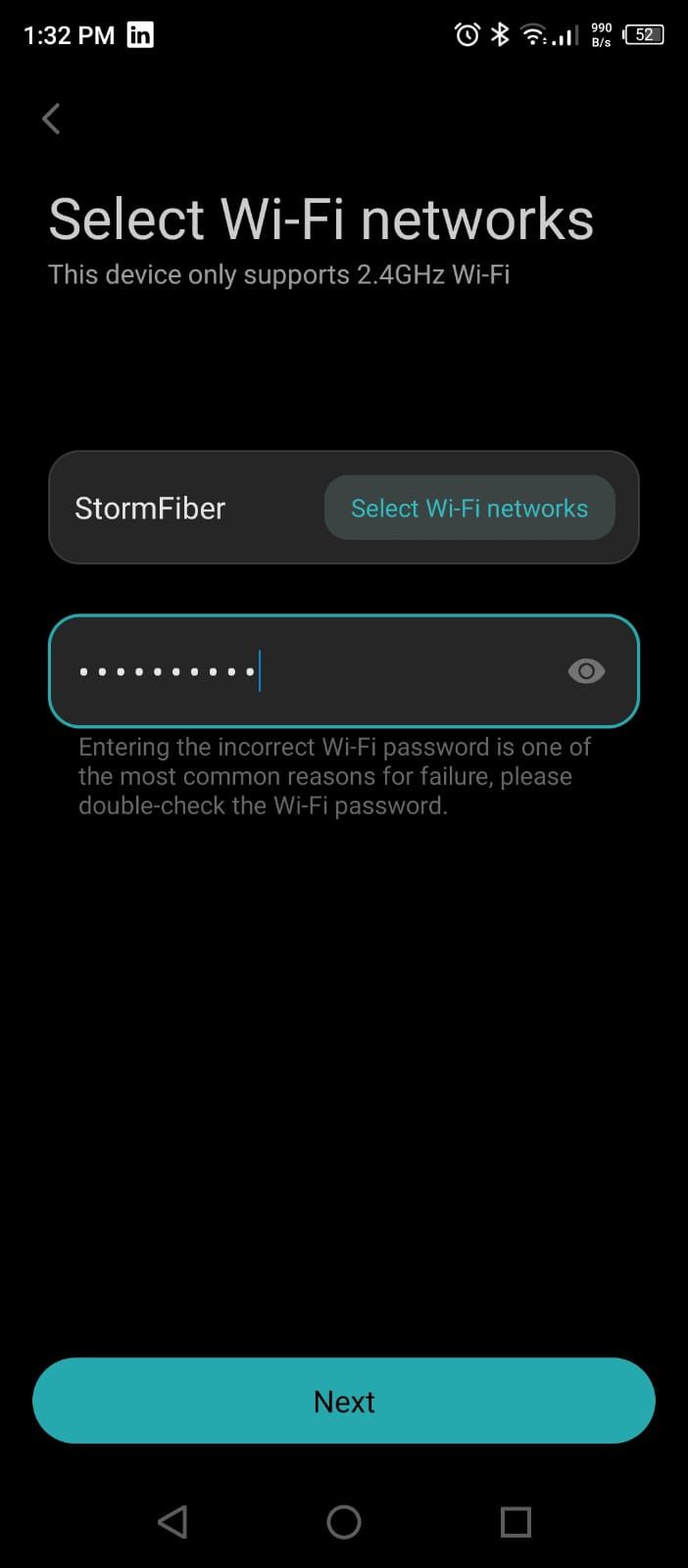 Entering Your Home Wi-Fi Network Username and Password